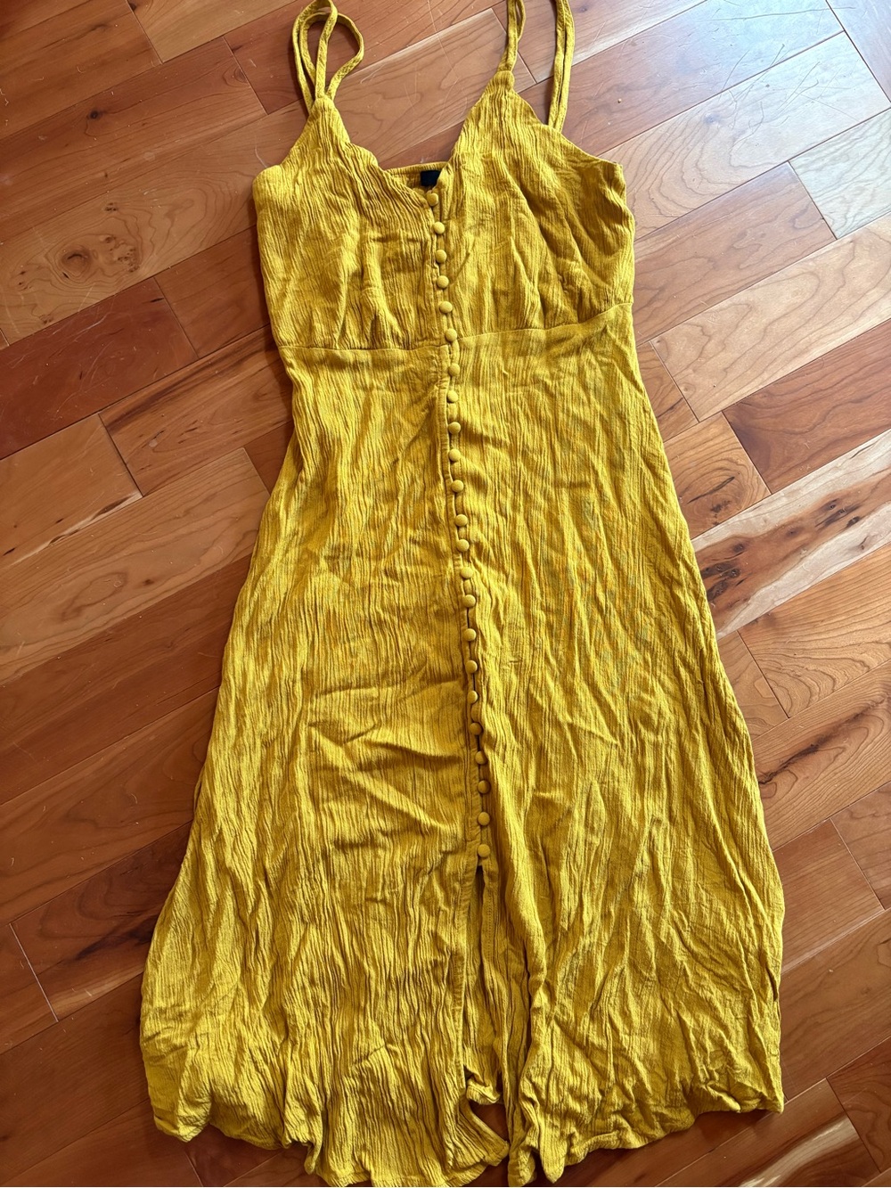 Forever 21 Mustard Yellow Button-Front Midi Dress